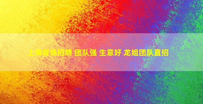 上海夜场招聘 团队强 生意好 龙姐团队直招